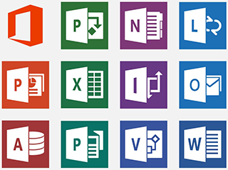 Icons for the various Microsoft applications