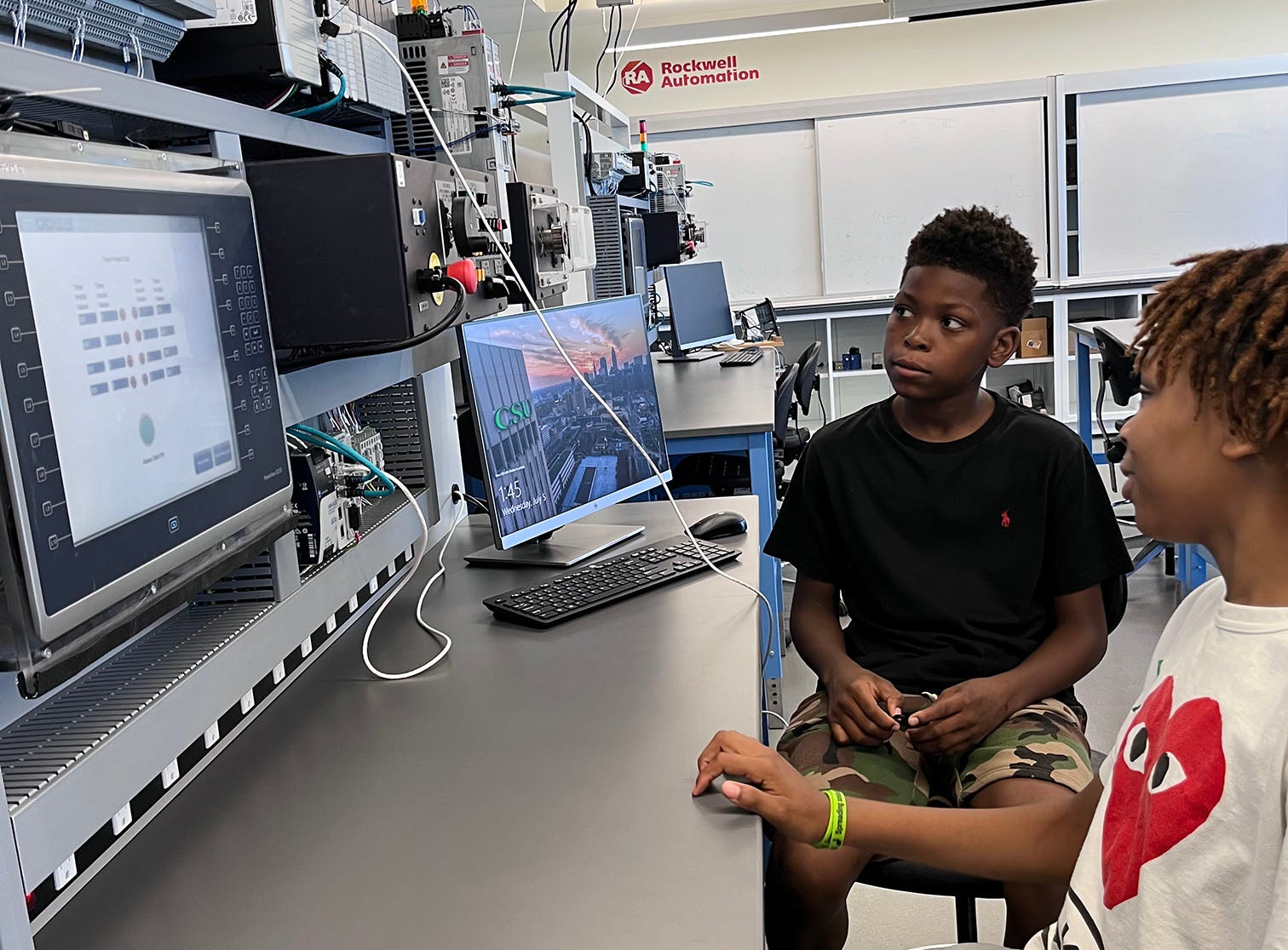 Students working with computers