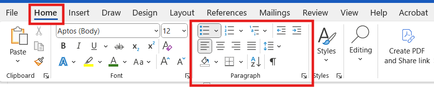 View page listing elements by clicking on Home > Paragraphs.