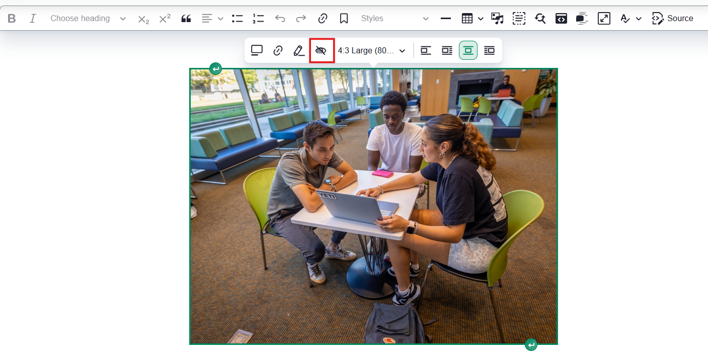Override media alternative text button
