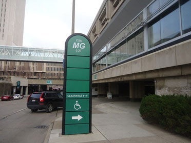 Main Garage parking sign