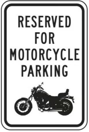 Reserved for Motorcycle Parking sign