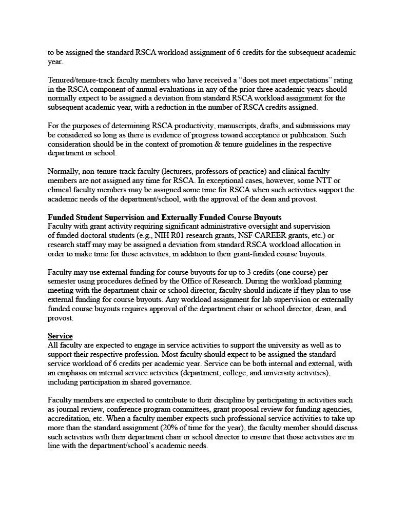Text document containing information regarding Research/Scholarly/Creative Activity along with Funded Student Supervision and Externally Funded Course Buyouts and service.