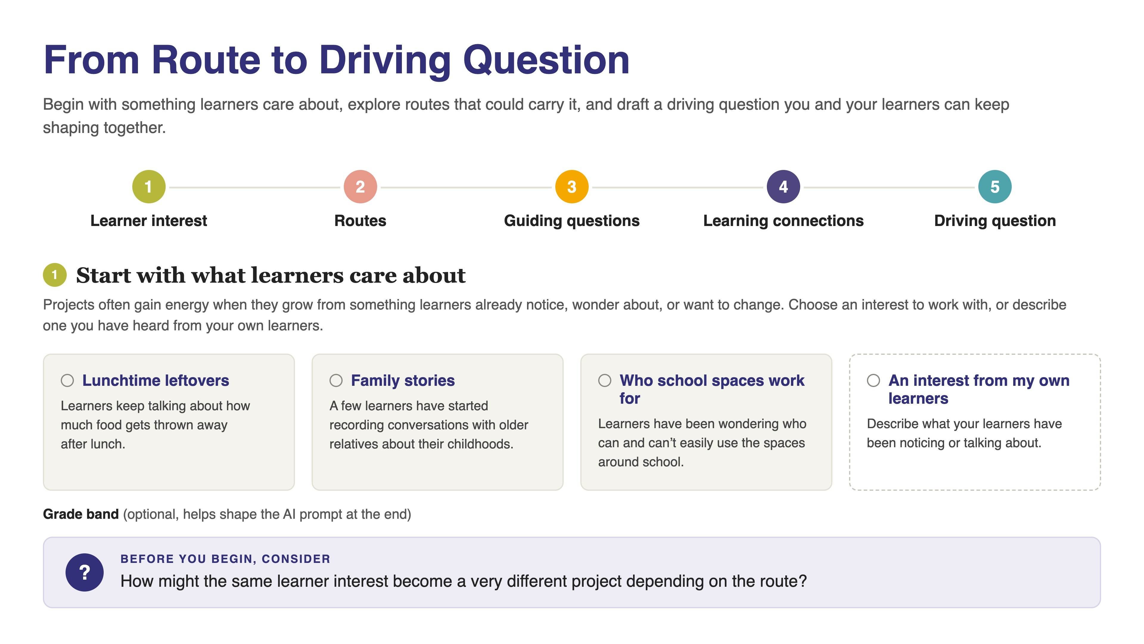 Sample activity for project based learning and AI course