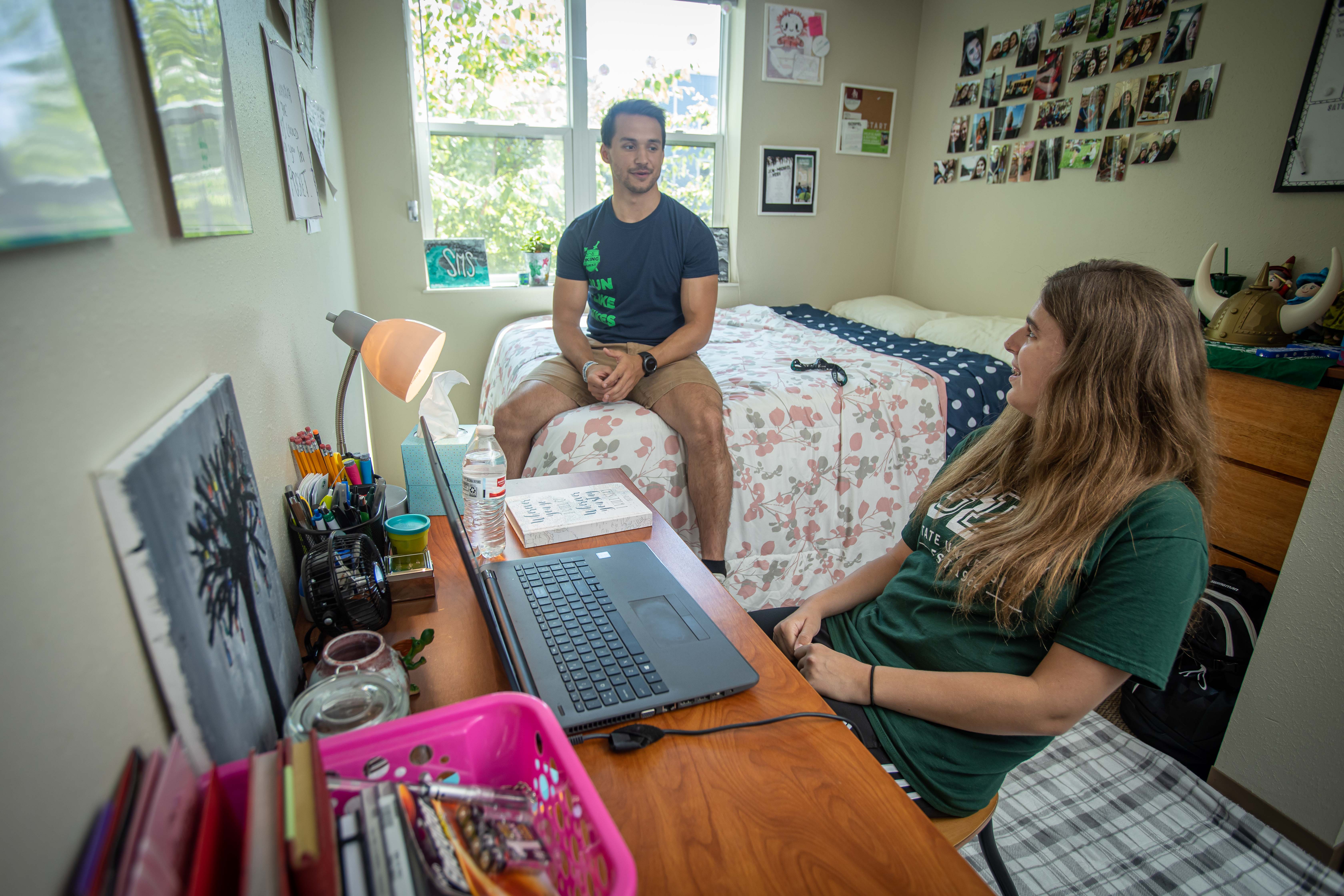 students in dorm room
