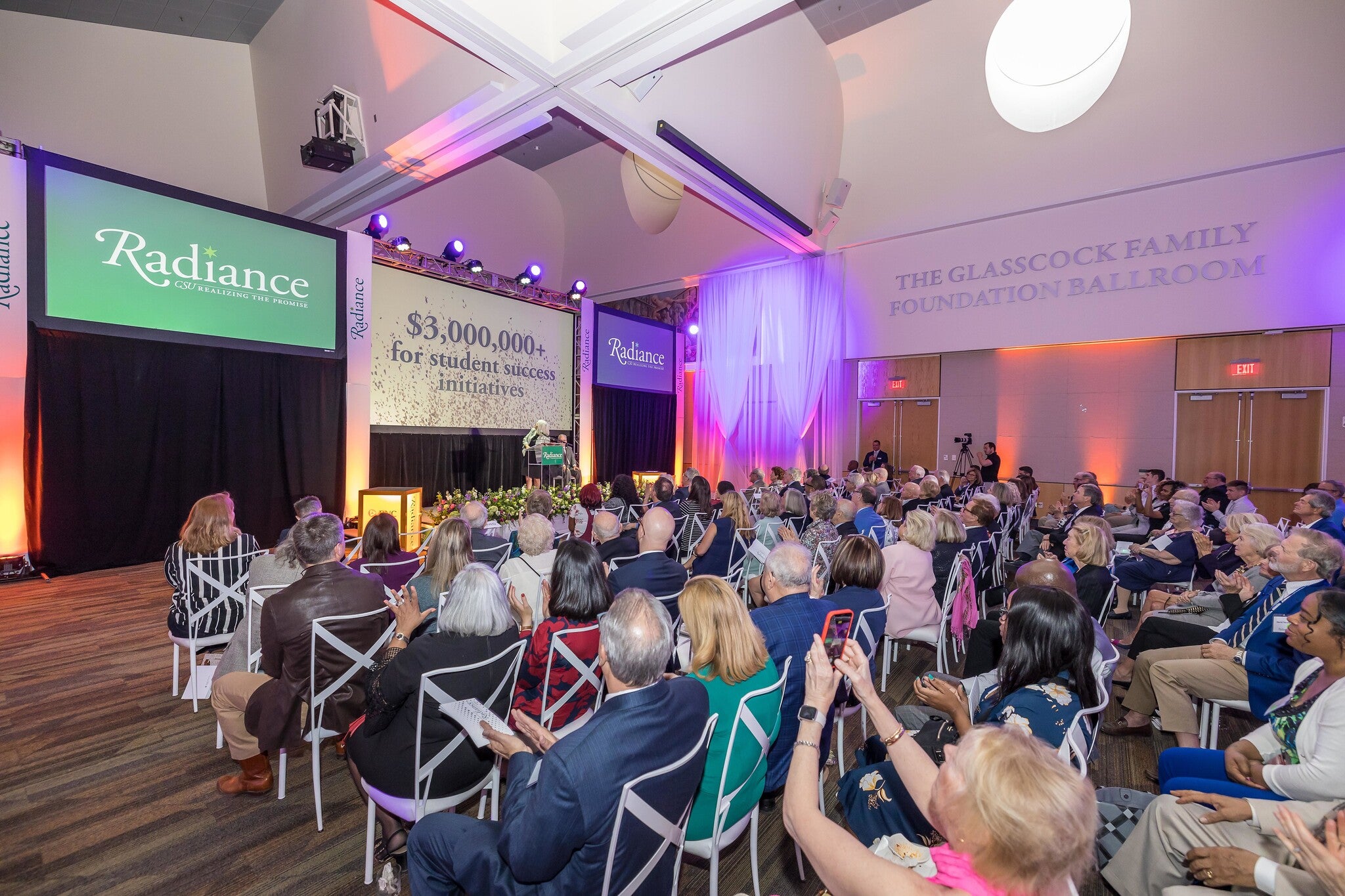 On May 11, after three years, Radiance, Cleveland State University’s premier fundraising event, returned to the campus ballroom to celebrate over $3 million raised in support for student scholarships, programs, services and more. During the event, attende