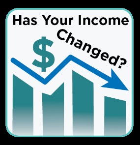Income Change Graphic with Downward Arrow