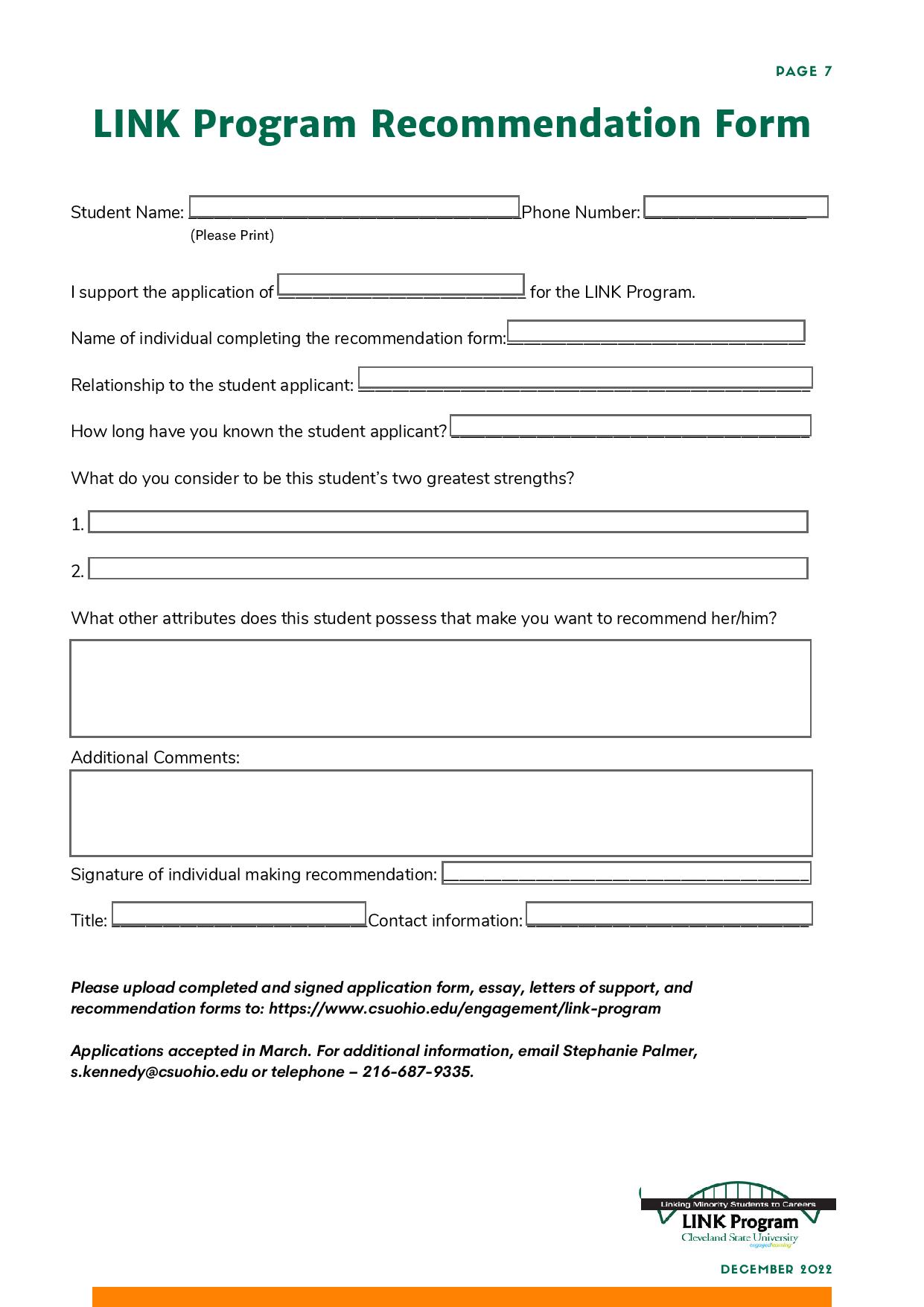 LINK recommendation form
