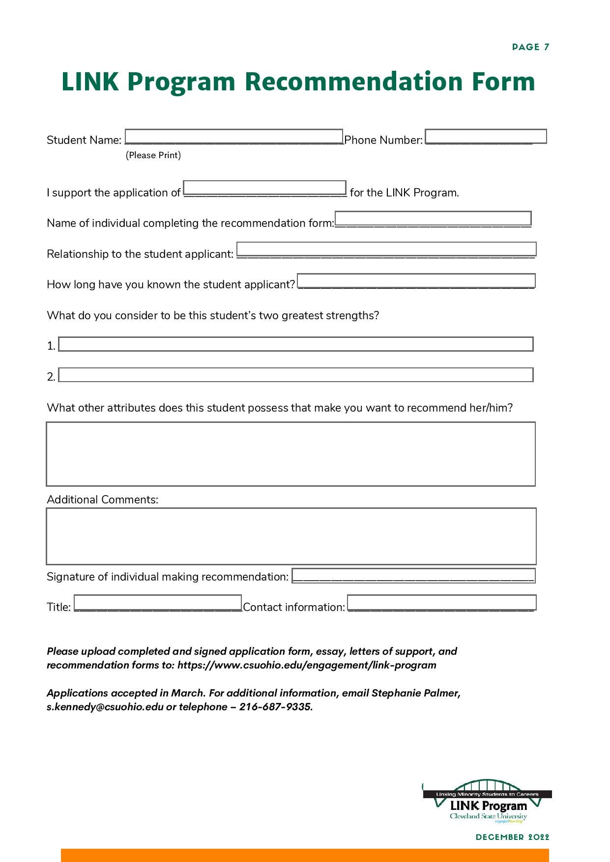 LINK recommendation form