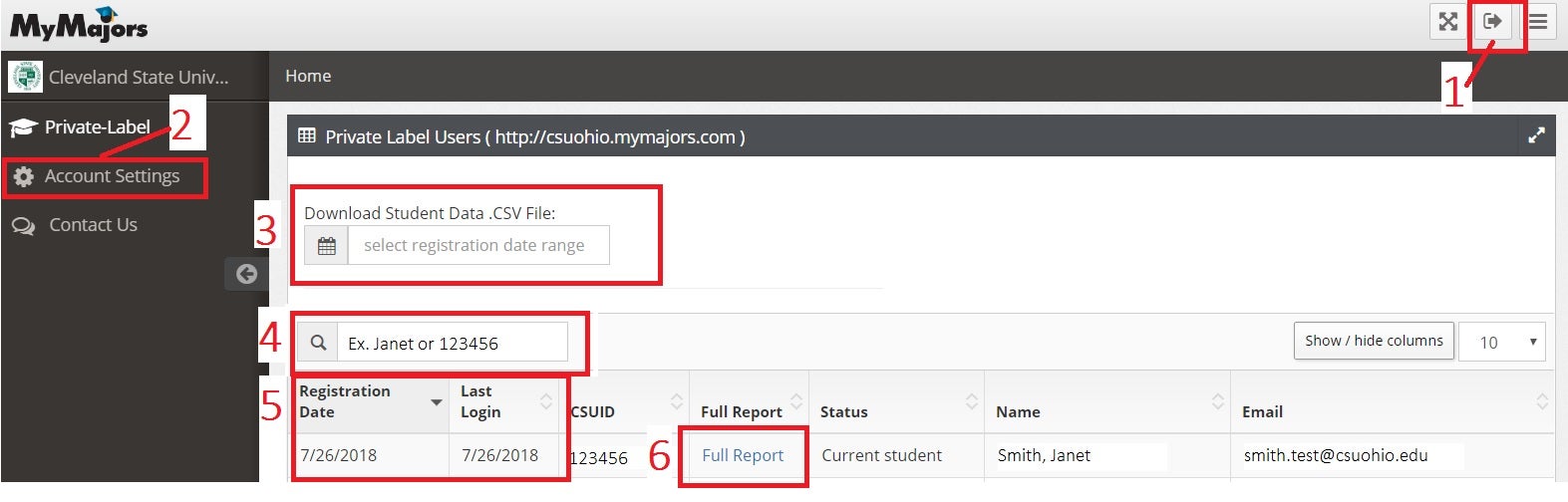 My Majors Staff Dashboard