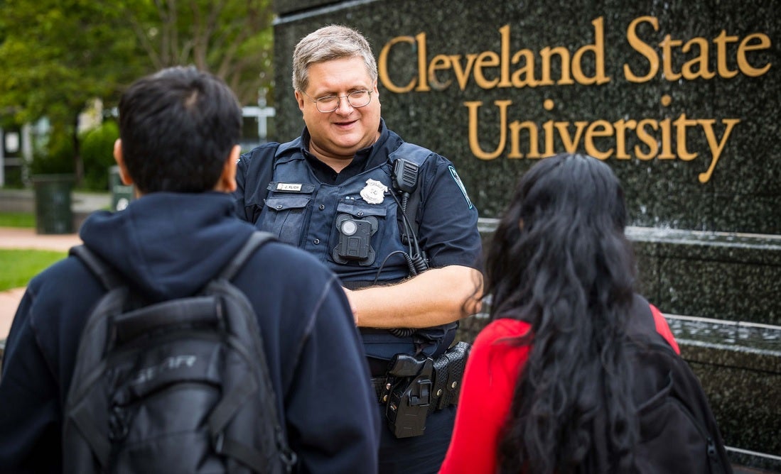 Officer with Students