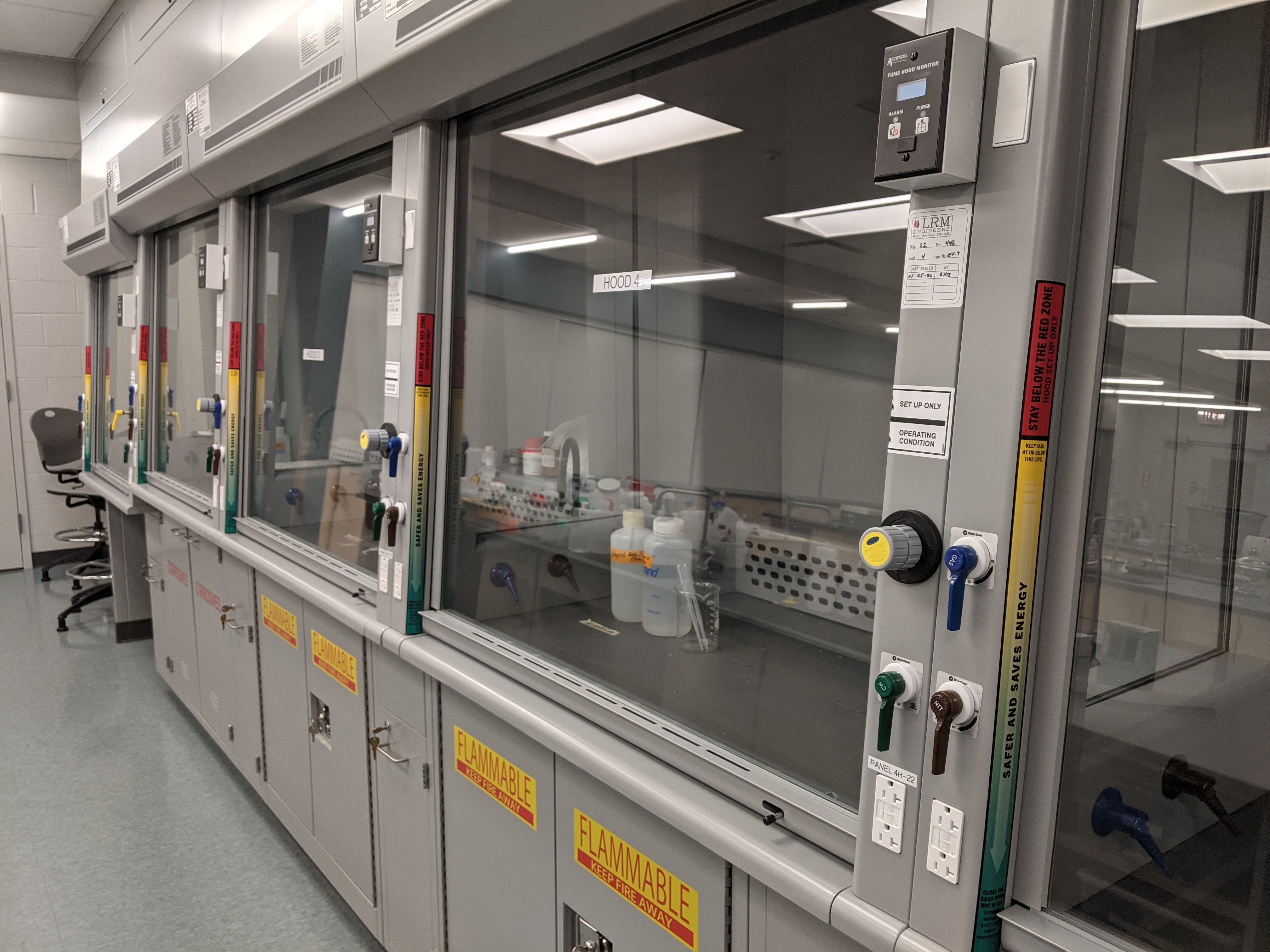 Shut the Sash stickers on Science fume hoods