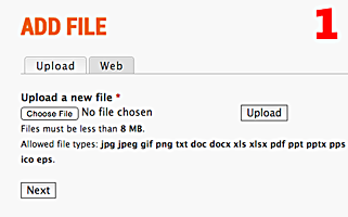 Click the Choose File button to select an file to upload