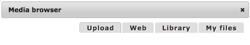 The media location selection tabs-Upload, Web, Library, and My Files