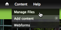 Click the Manage Files menu item to work with images and other files