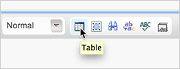 Click the Table tool button in the Toolbar