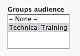 Screen capture of the Groups audience selection box