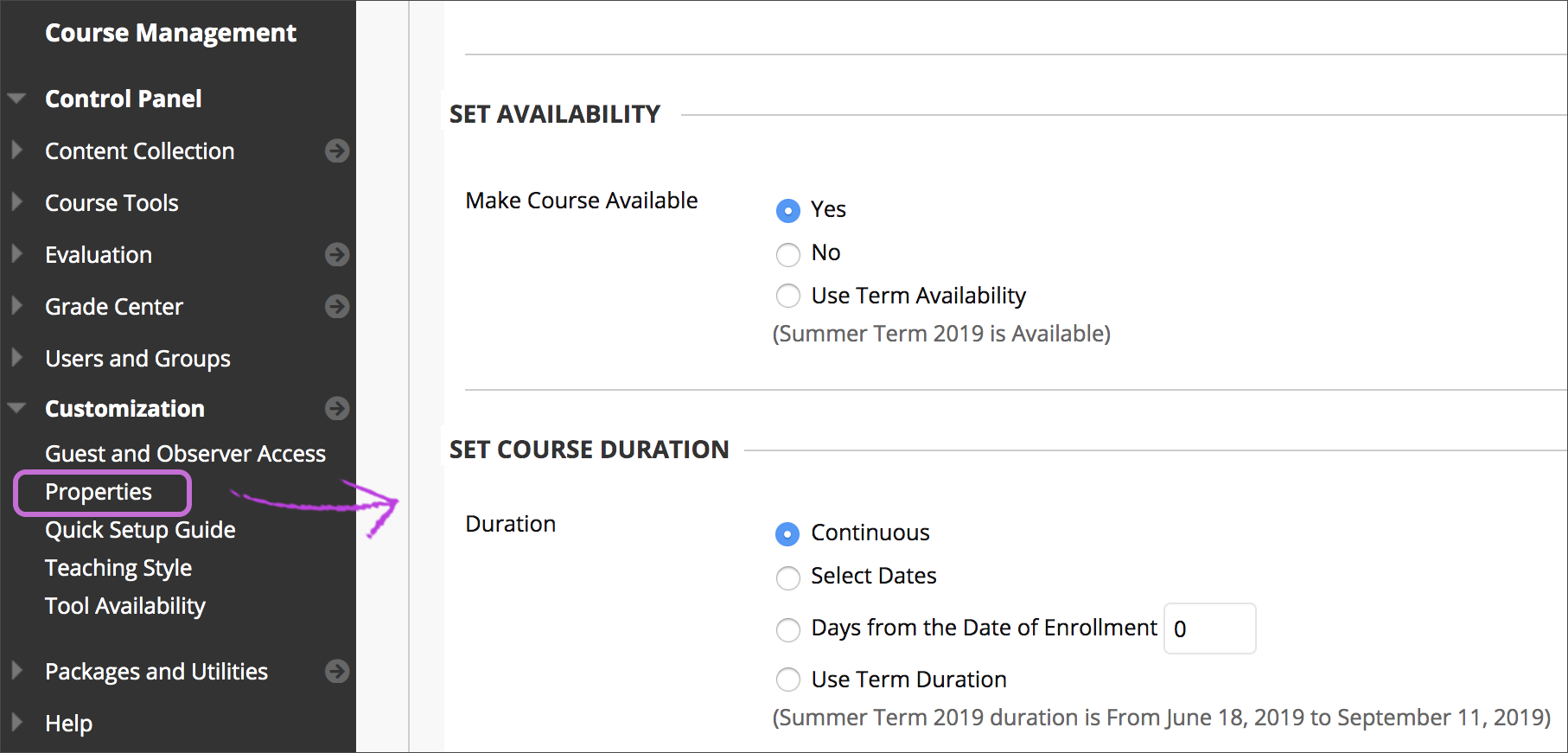 How to make your course available in Blackboard