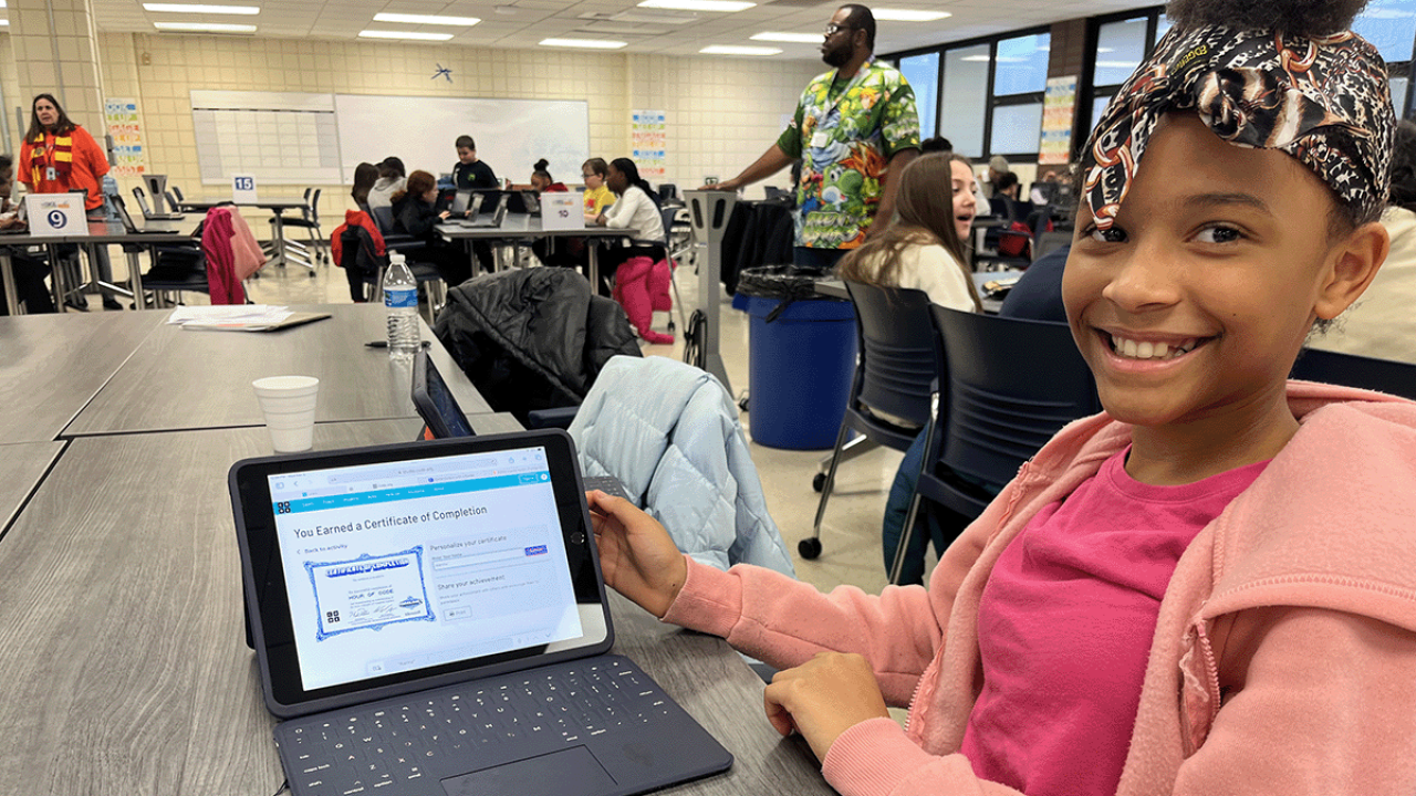 Students on computers
