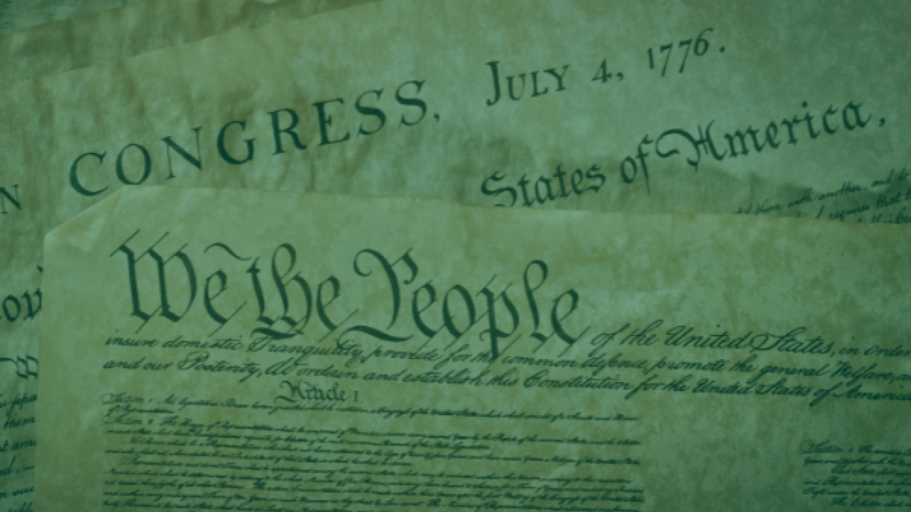 Constitution and Declaration of Independence in CSU green