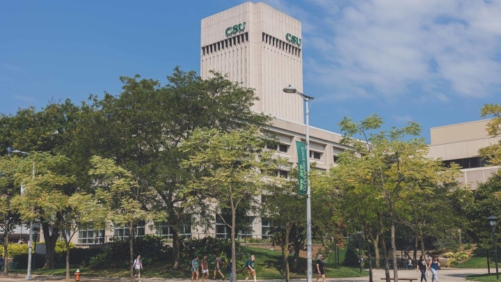 Rhodes Tower on the Cleveland State University Campus as seen from Euclid Avenue