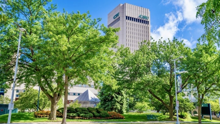 CSU campus and Rhodes Tower