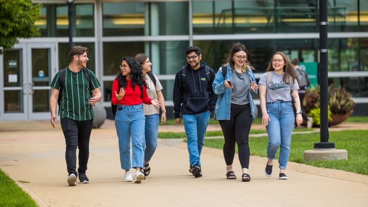 Students walking on campus