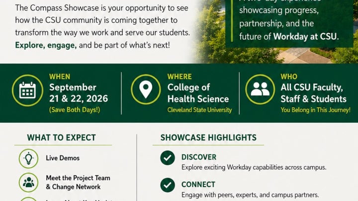 Informational flyer for the Compass showcase event in September 2026.