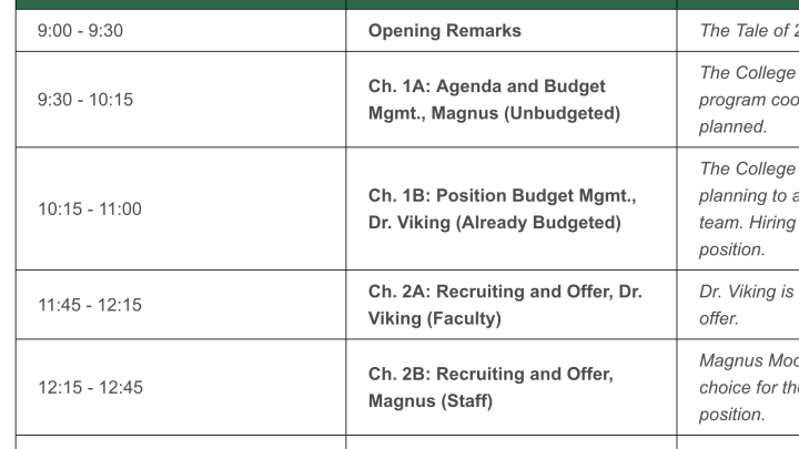 Showcase Event Schedule Thumbnail