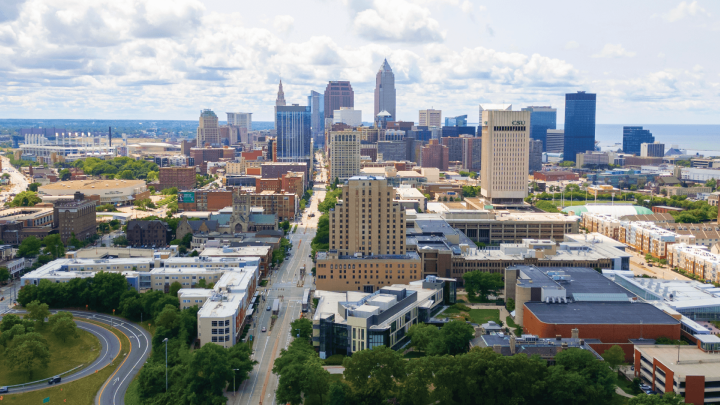 Cleveland State University from a drone