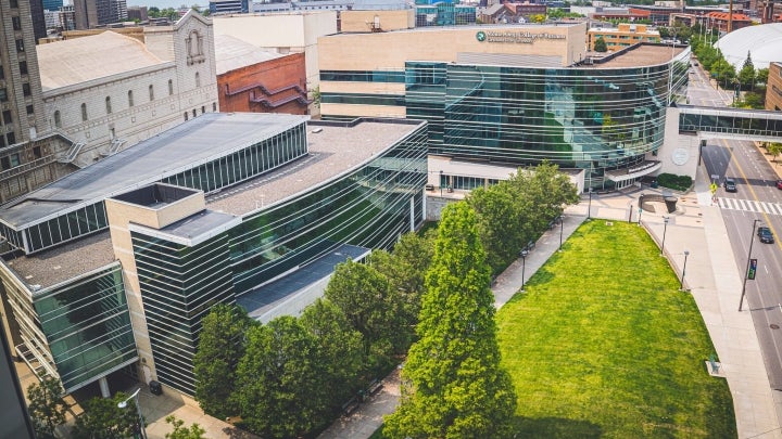 Drone view of Cleveland State University
