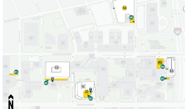 Map showing Motorcycle parking options