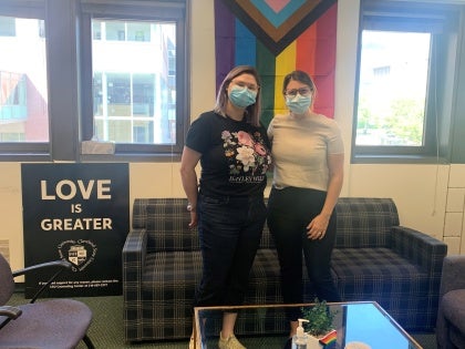 Stuents in LGBTQ+ center