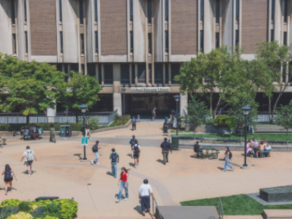 Students walking on campus