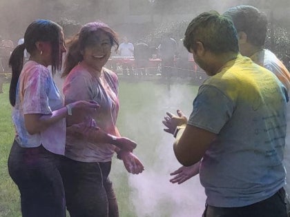 Students at Holi event