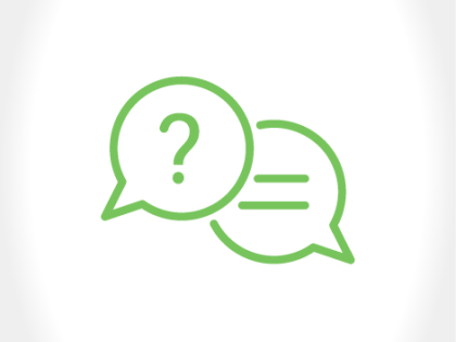 Icon of thought bubbles with question mark and lines