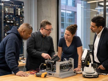 Image of workers and supervisors in a manufacturing environment