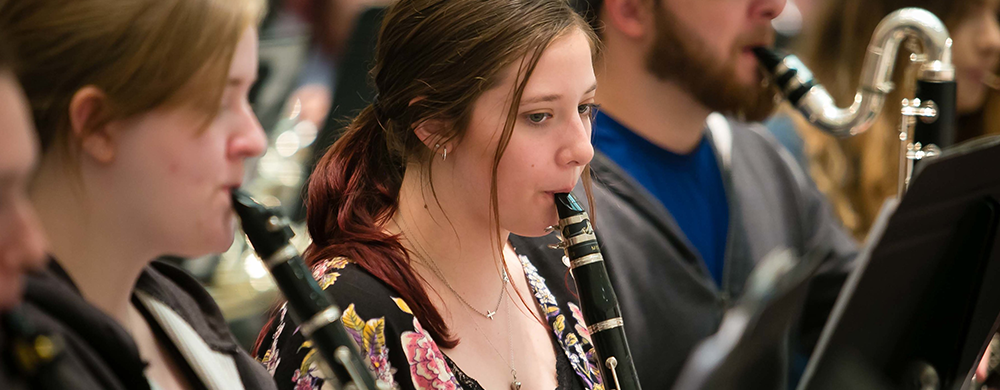 student playing clarinet